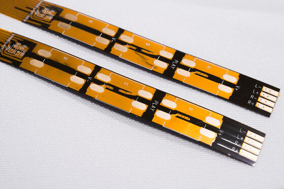 購入 ターンキーLED製造: 柔軟なPCB設計,壁を埋め込む車用アンビエントライトパネル 2835 RGB 双層FPC回路板,双面黄色のフィルム,白いテキスト,表面は黄色の板に塗装されています online manufacture